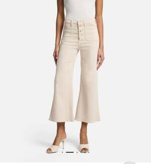 7 For All Mankind Ultra High Rise Cropped Jo in Creme Italian Fabric Size 32